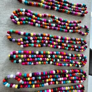 Trader Joe’s lot of 6 - 9 ft long Colorful Felt Ball Garland